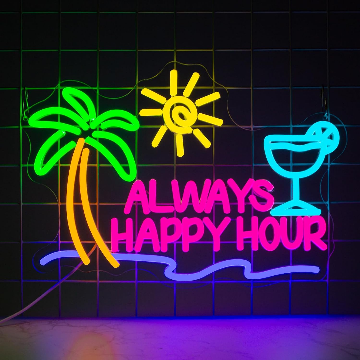 Outdoor Power Bar - Always Happy Hour Neon Tabela USB