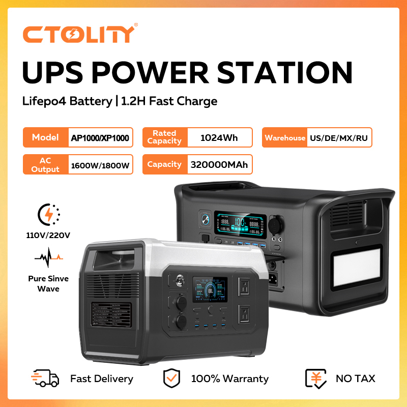 Outdoor Powerwall - CTOLITY 1800W Taşınabilir Güç İstasyonu 1024Wh