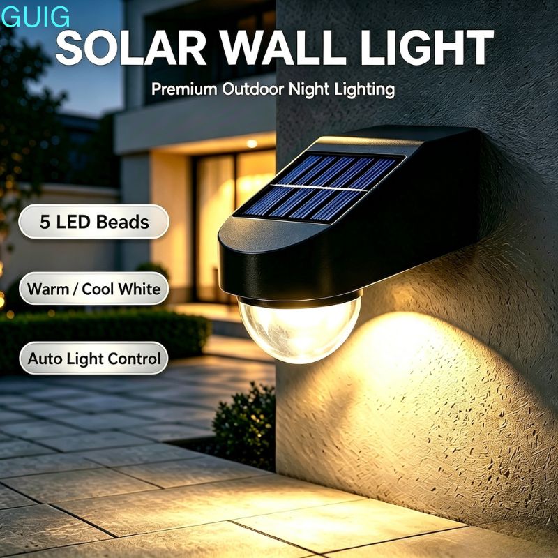 Outdoor Power Brush - 5 LED'li Güneş Enerjili Duvar Lambası