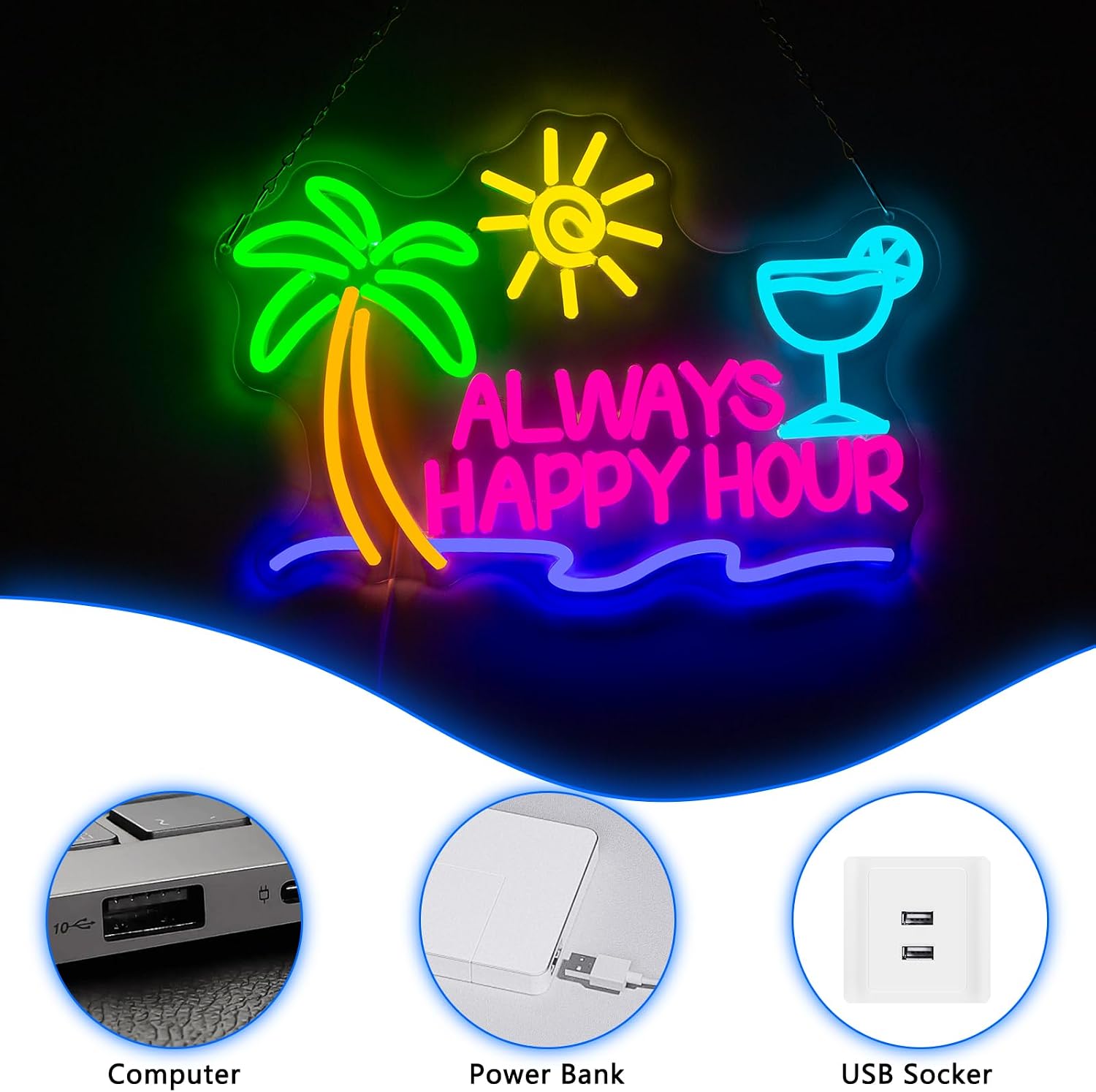 Always Happy Hour Neon Tabela  - Outdoor Power Bar incelemesi ve fiyatı